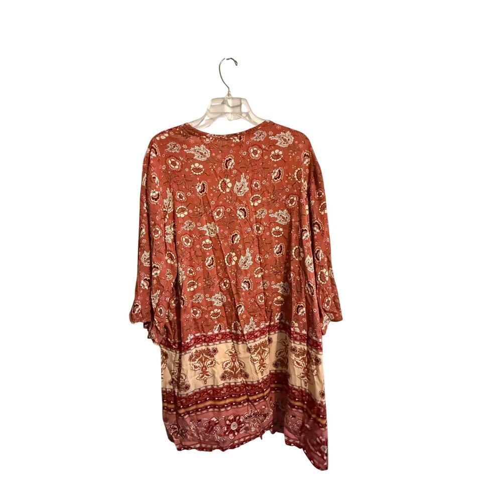 Knox Rose Boho Kimono Duster XL XXL NWT Rust Floral Lightweight Open Front - Picture 3 of 9